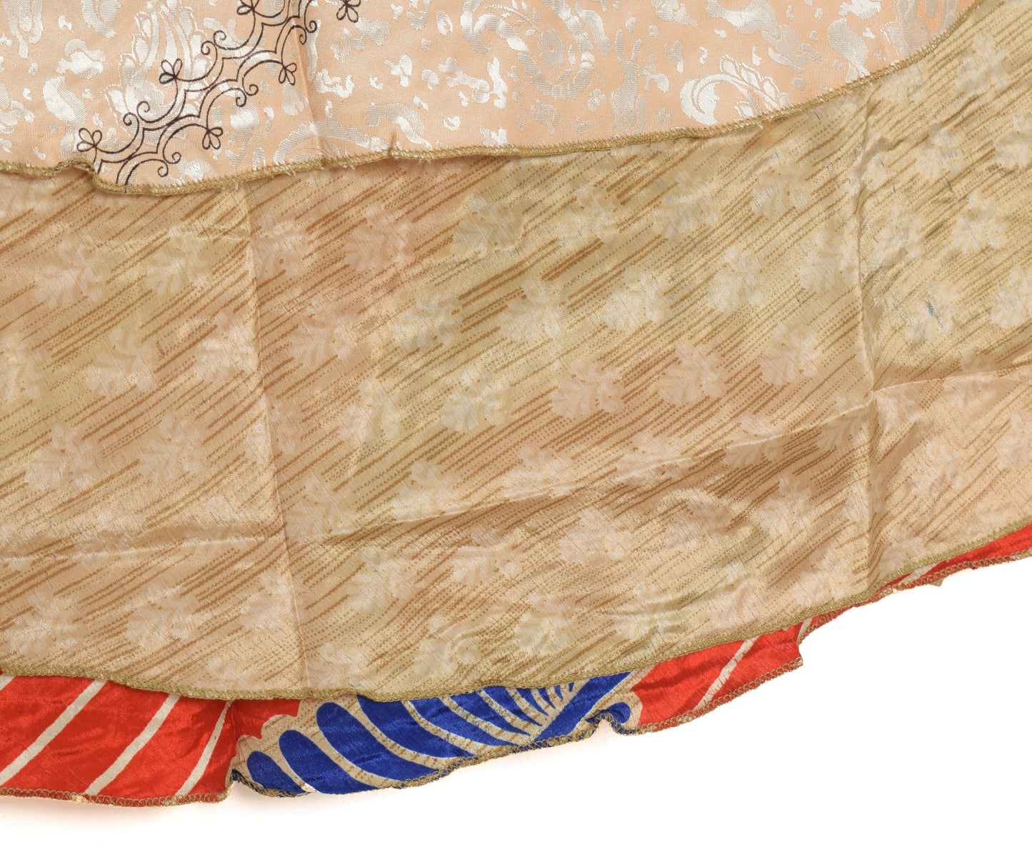Sushila Vintage Floral Saree Magic Wrap Reversible Skirt Woven Art Silk Beach Dress
