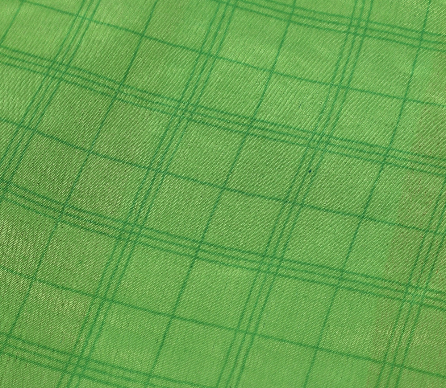Sushila Vintage Green Checks Saree Magic Wrap Reversible Skirt Art Silk Beach Dress
