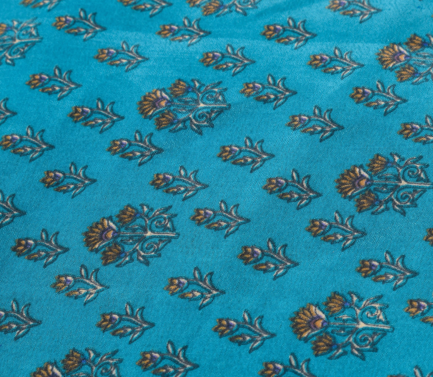 Sushila Vintage Art Silk Saree Magic Wrap Reversible Skirt Floral Blue Beach Dress