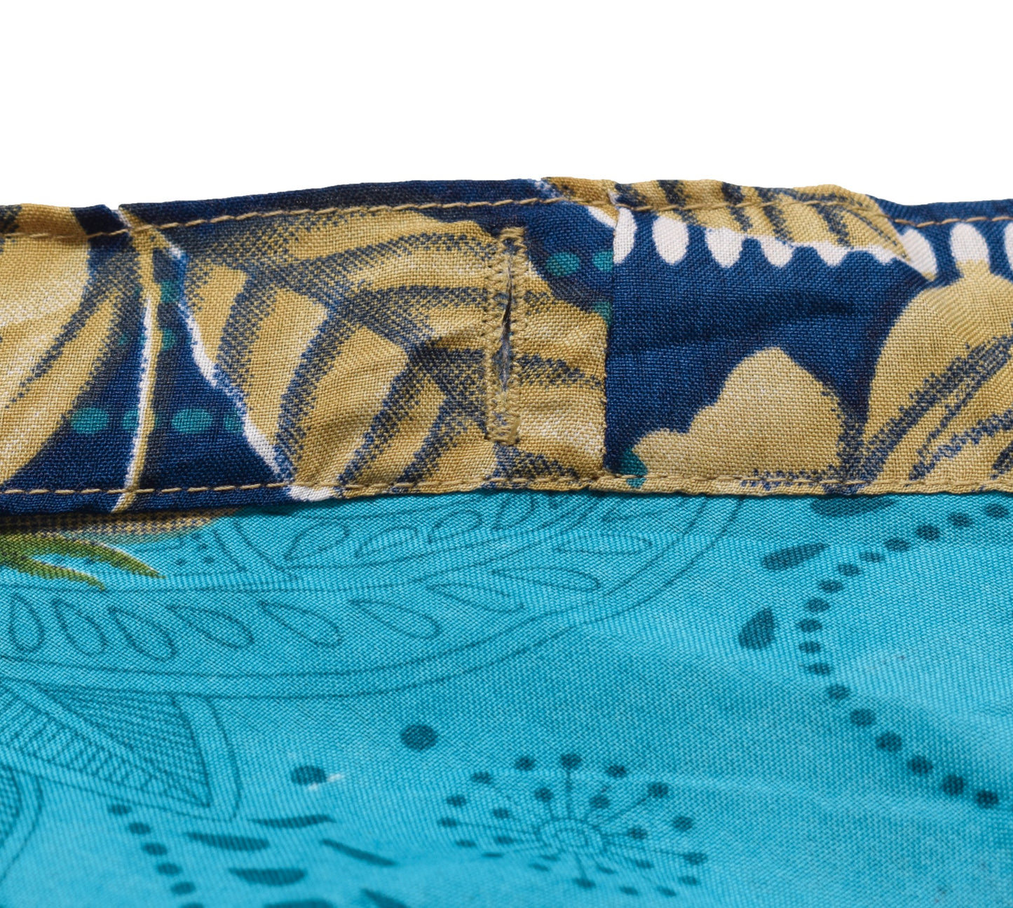 Sushila Vintage Art Silk Saree Magic Wrap Reversible Skirt Floral Blue Beach Dress