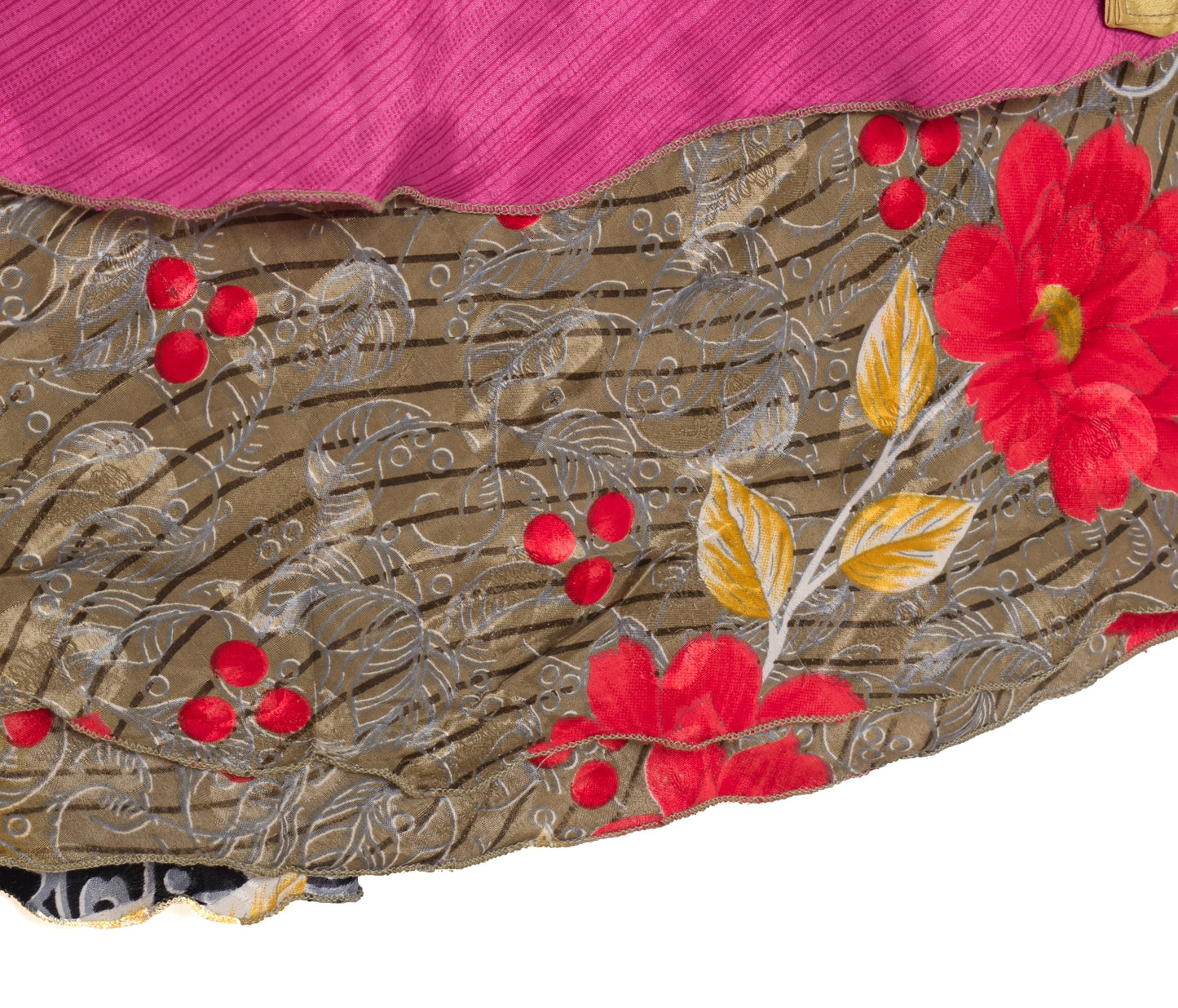 Sushila Vintage Art Silk Saree Handmade Magic Wrap Reversible Skirt Beach Dress