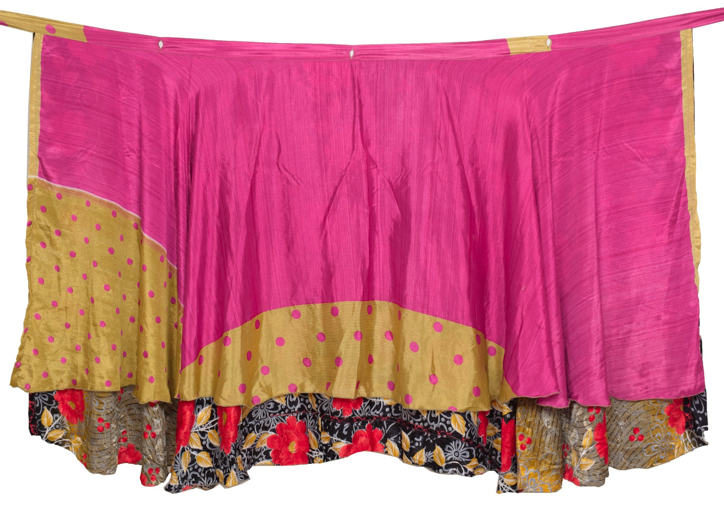 Sushila Vintage Art Silk Saree Handmade Magic Wrap Reversible Skirt Beach Dress