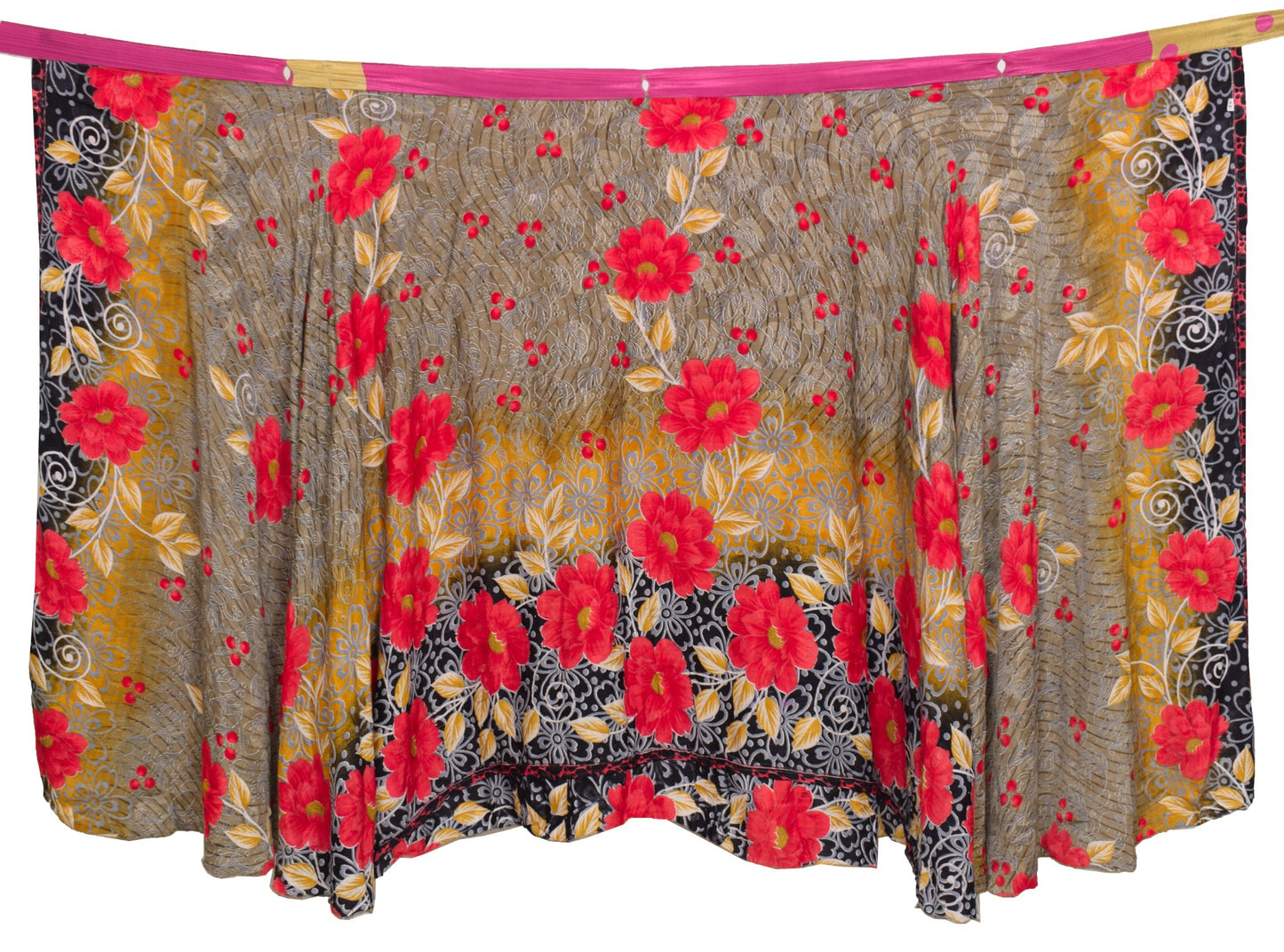 Sushila Vintage Art Silk Saree Handmade Magic Wrap Reversible Skirt Beach Dress