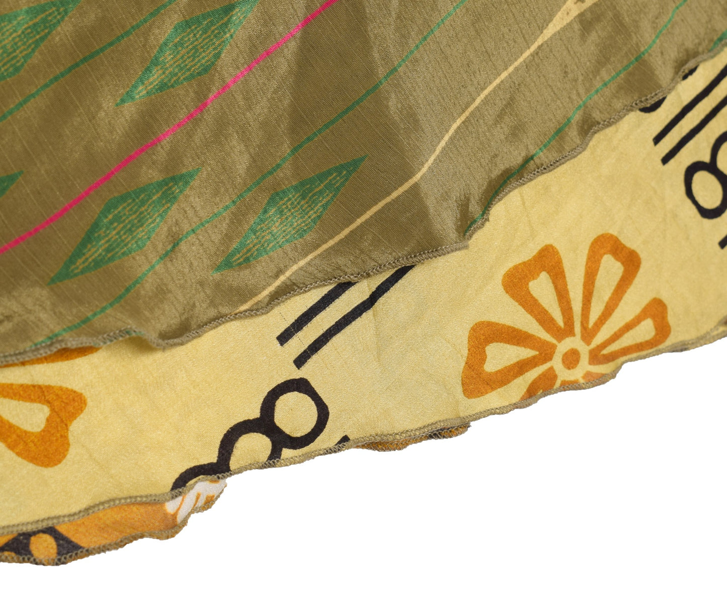 Sushila Vintage Art Silk Saree Magic Wrap Reversible Skirt Floral Beach Dress