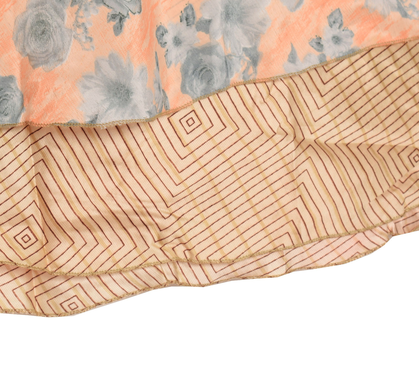 Sushila Vintage Floral Saree Magic Wrap Reversible Skirt Beach Dress Art Silk Hippie