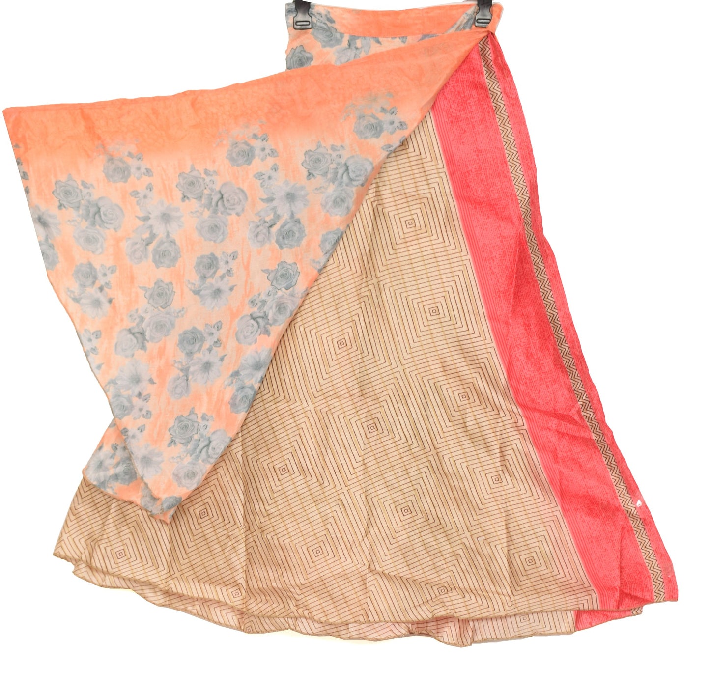 Sushila Vintage Floral Saree Magic Wrap Reversible Skirt Beach Dress Art Silk Hippie