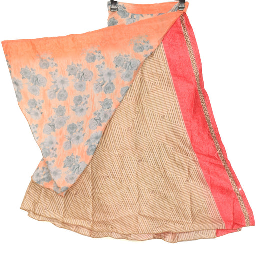 Sushila Vintage Floral Saree Magic Wrap Reversible Skirt Beach Dress Art Silk Hippie