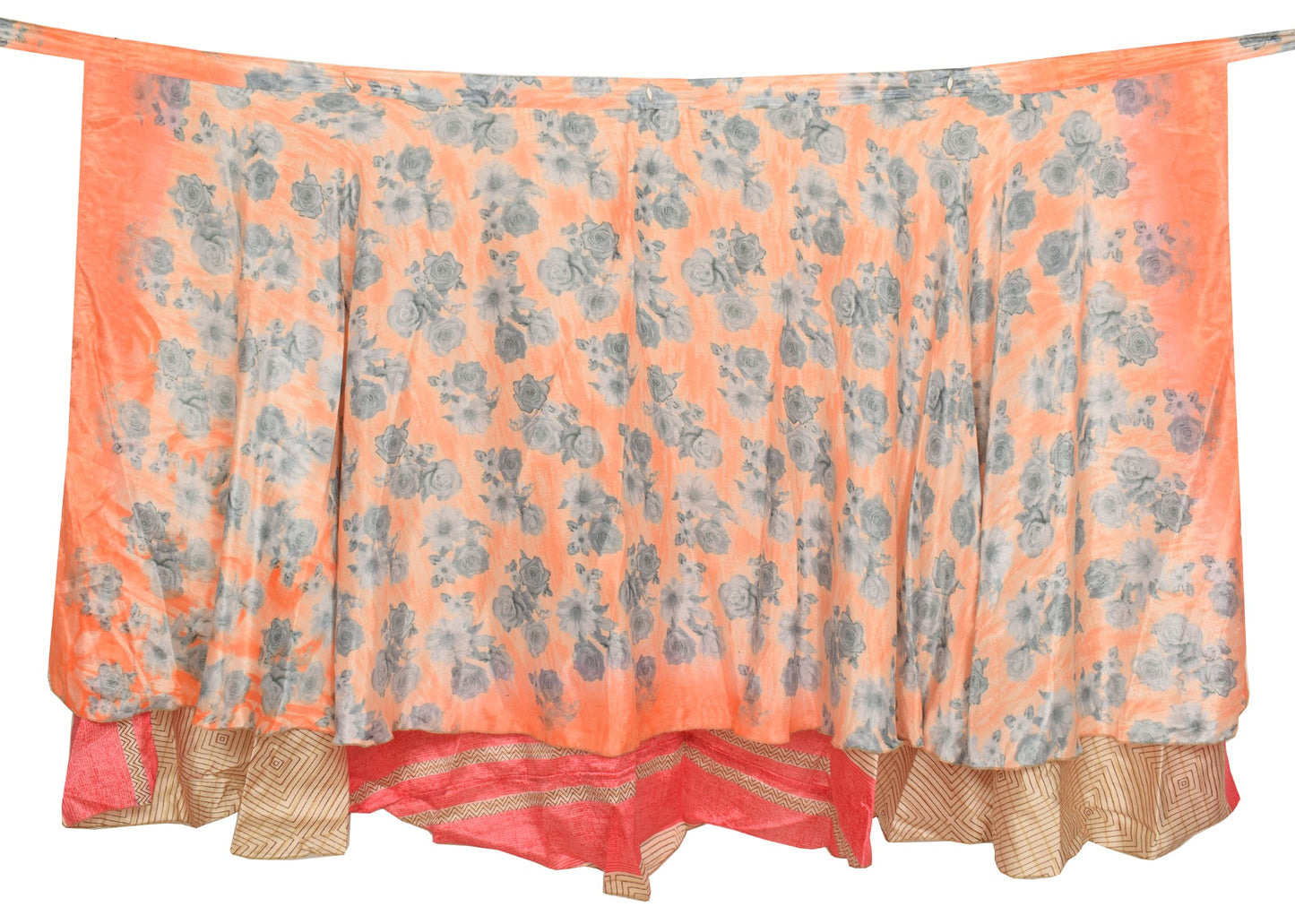Sushila Vintage Floral Saree Magic Wrap Reversible Skirt Beach Dress Art Silk Hippie