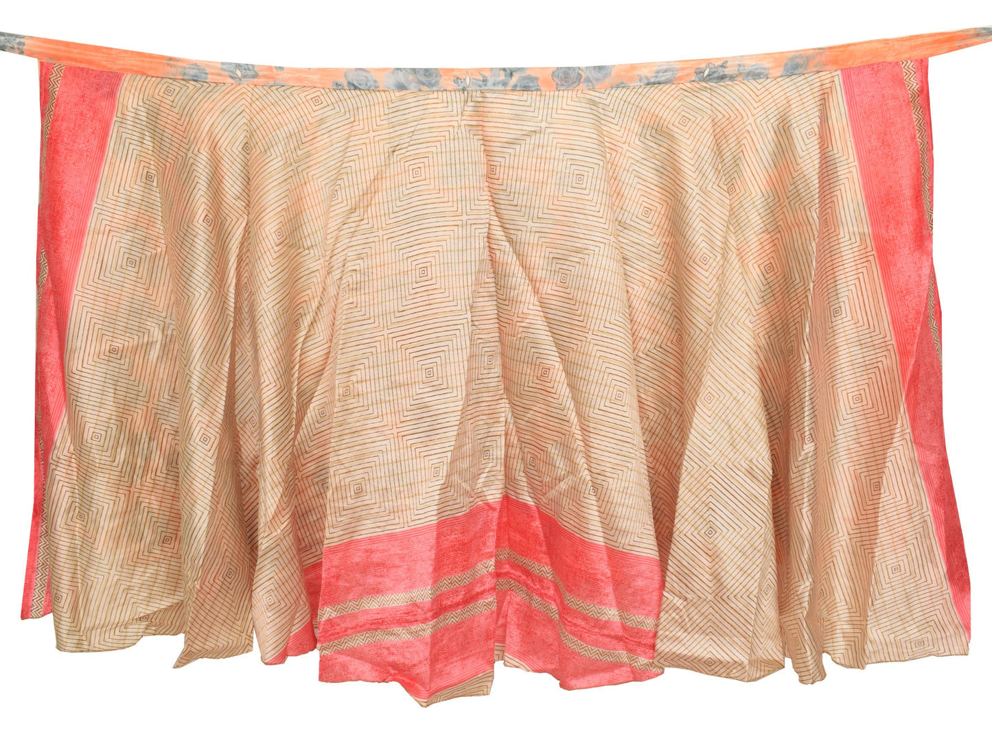 Sushila Vintage Floral Saree Magic Wrap Reversible Skirt Beach Dress Art Silk Hippie
