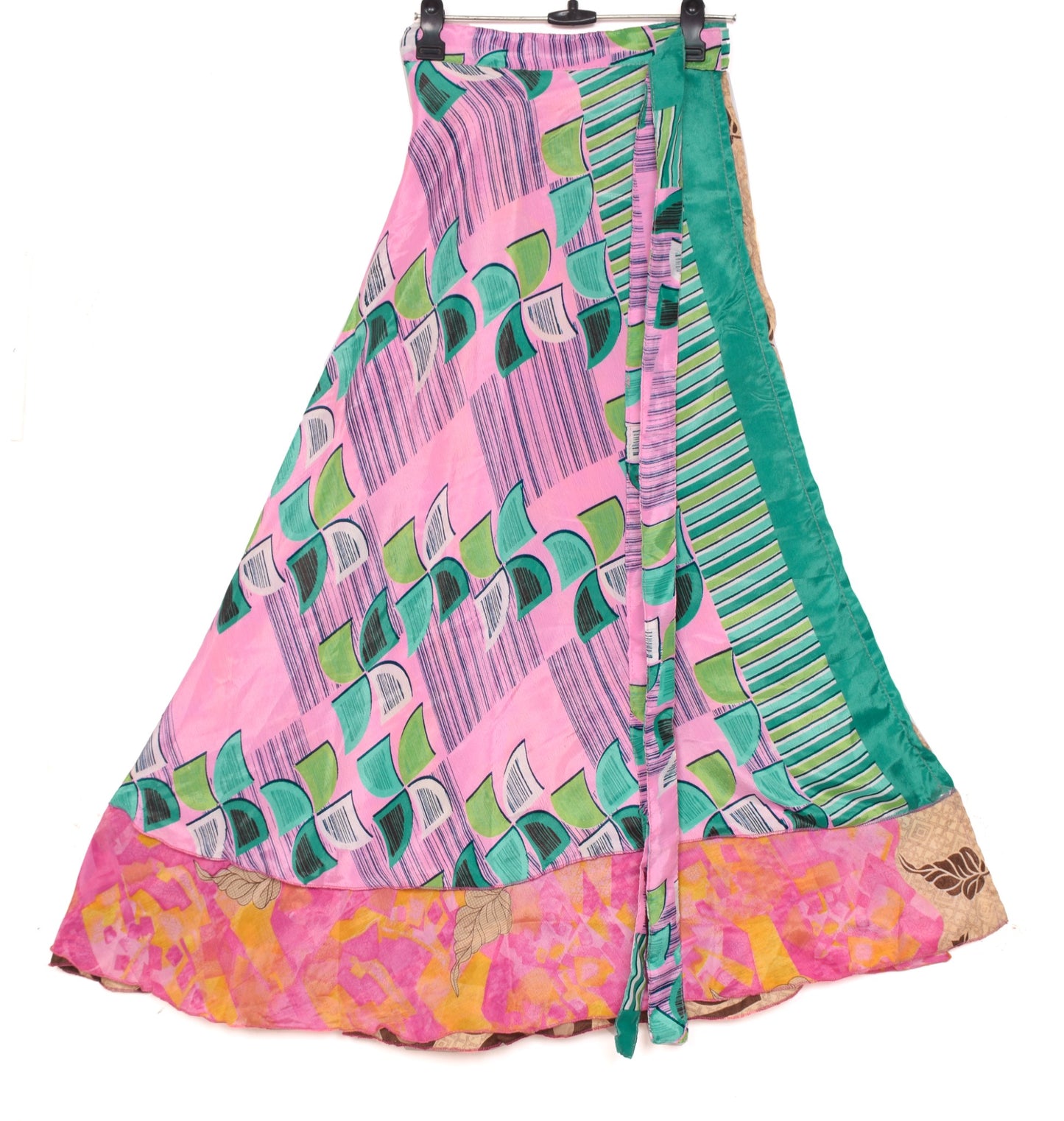 Sushila Vintage Art Silk Saree Handmade Magic Wrap Reversible Skirt Beach Dress