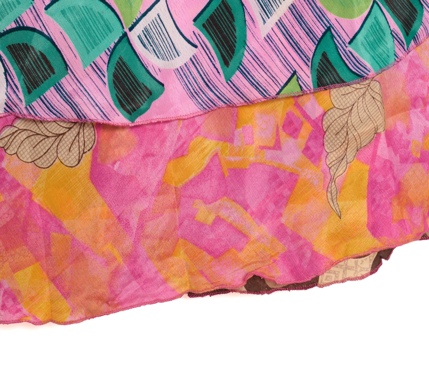 Sushila Vintage Art Silk Saree Handmade Magic Wrap Reversible Skirt Beach Dress