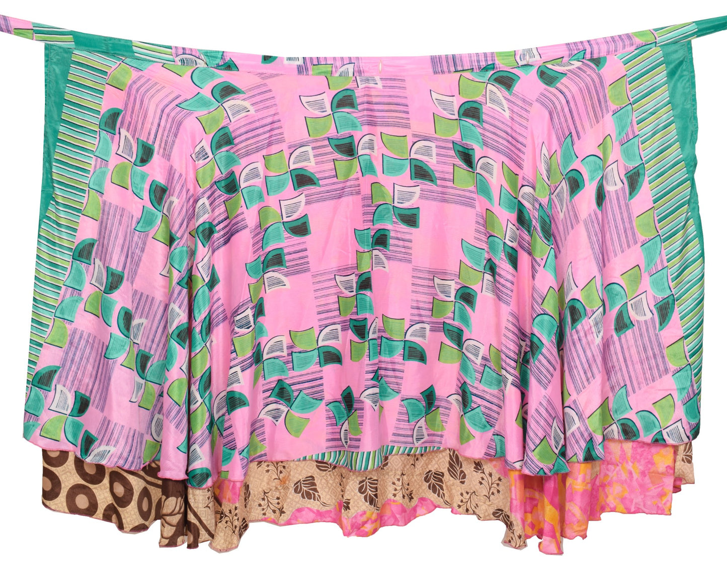 Sushila Vintage Art Silk Saree Handmade Magic Wrap Reversible Skirt Beach Dress