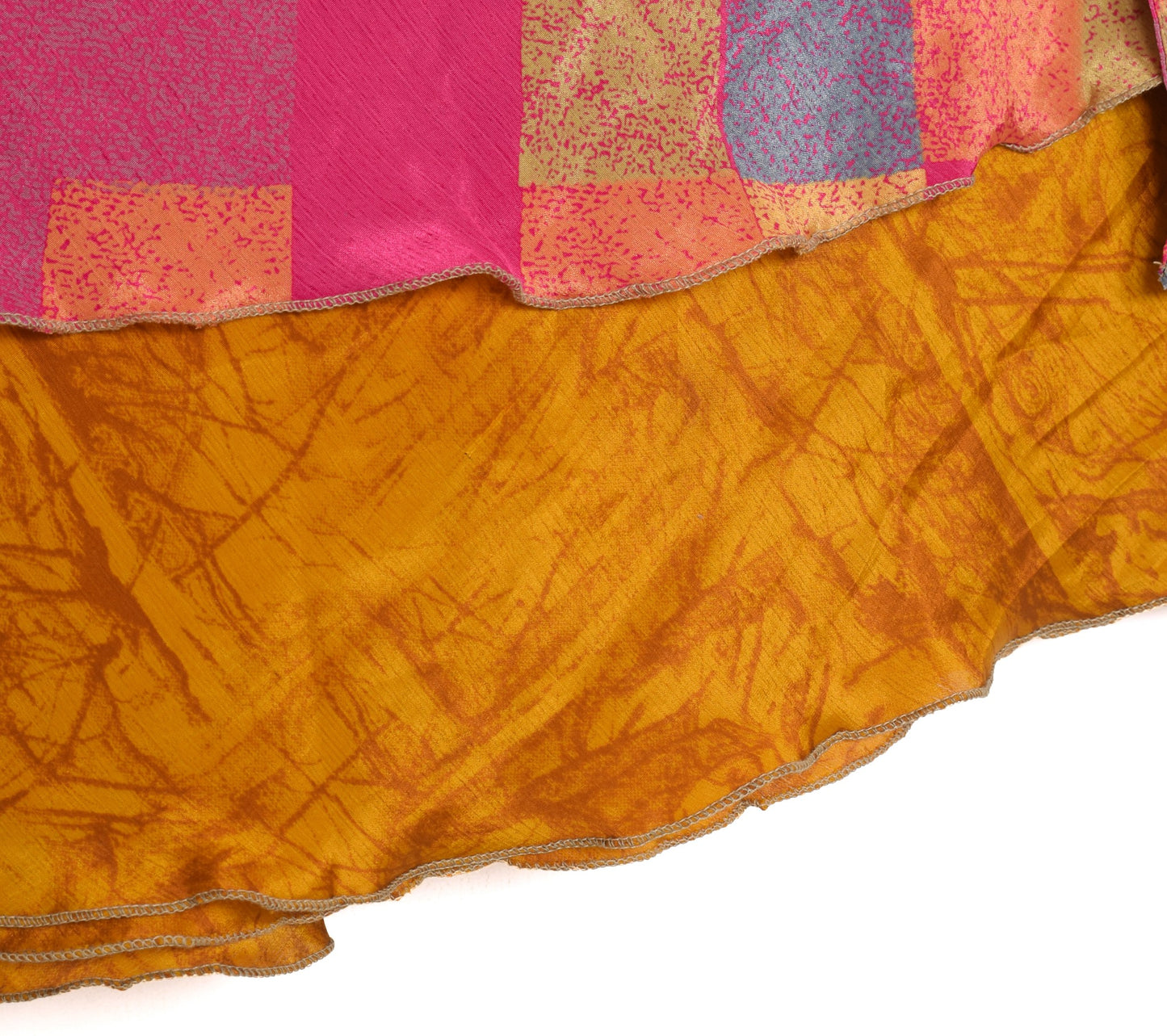 Sushila Vintage Art Silk Saree Magic 2 Layer Wrap Reversible Skirt Beach Dress