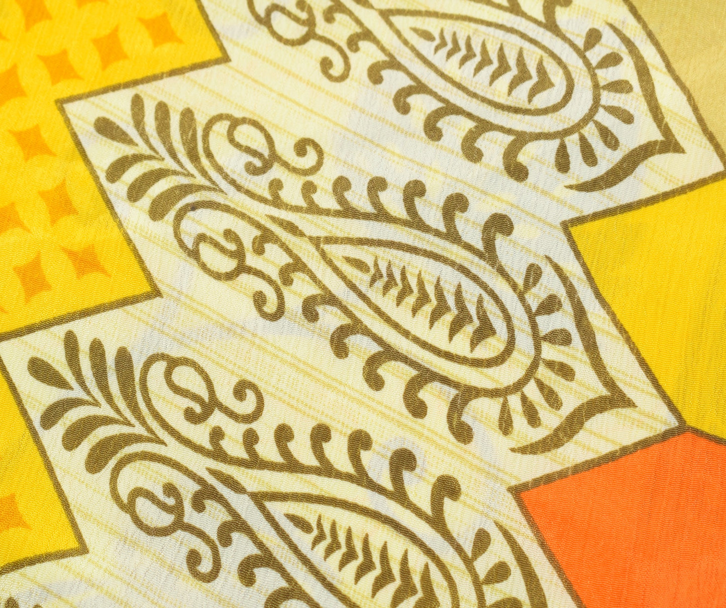 Sushila Vintage Art Silk Saree Magic Wrap Reversible Skirt Floral Yellow Beach Dress