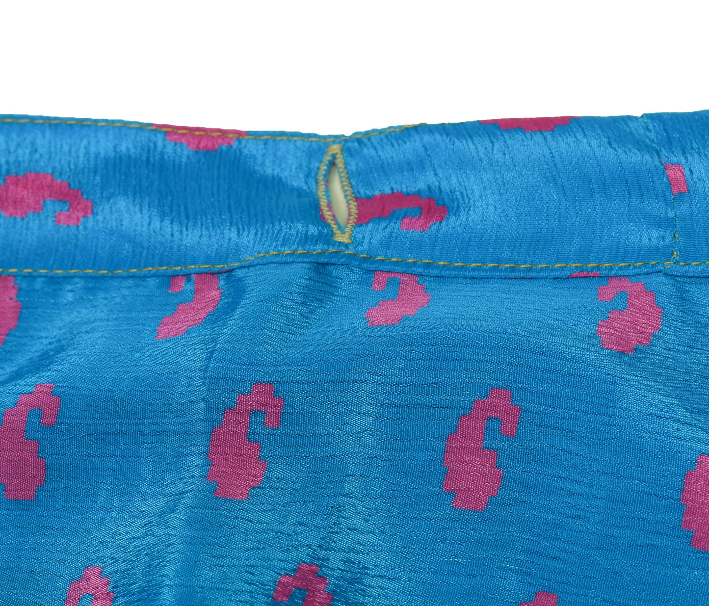 Sushila Vintage Art Silk Saree Blue Magic Wrap Reversible Skirt Beach Dress Boho