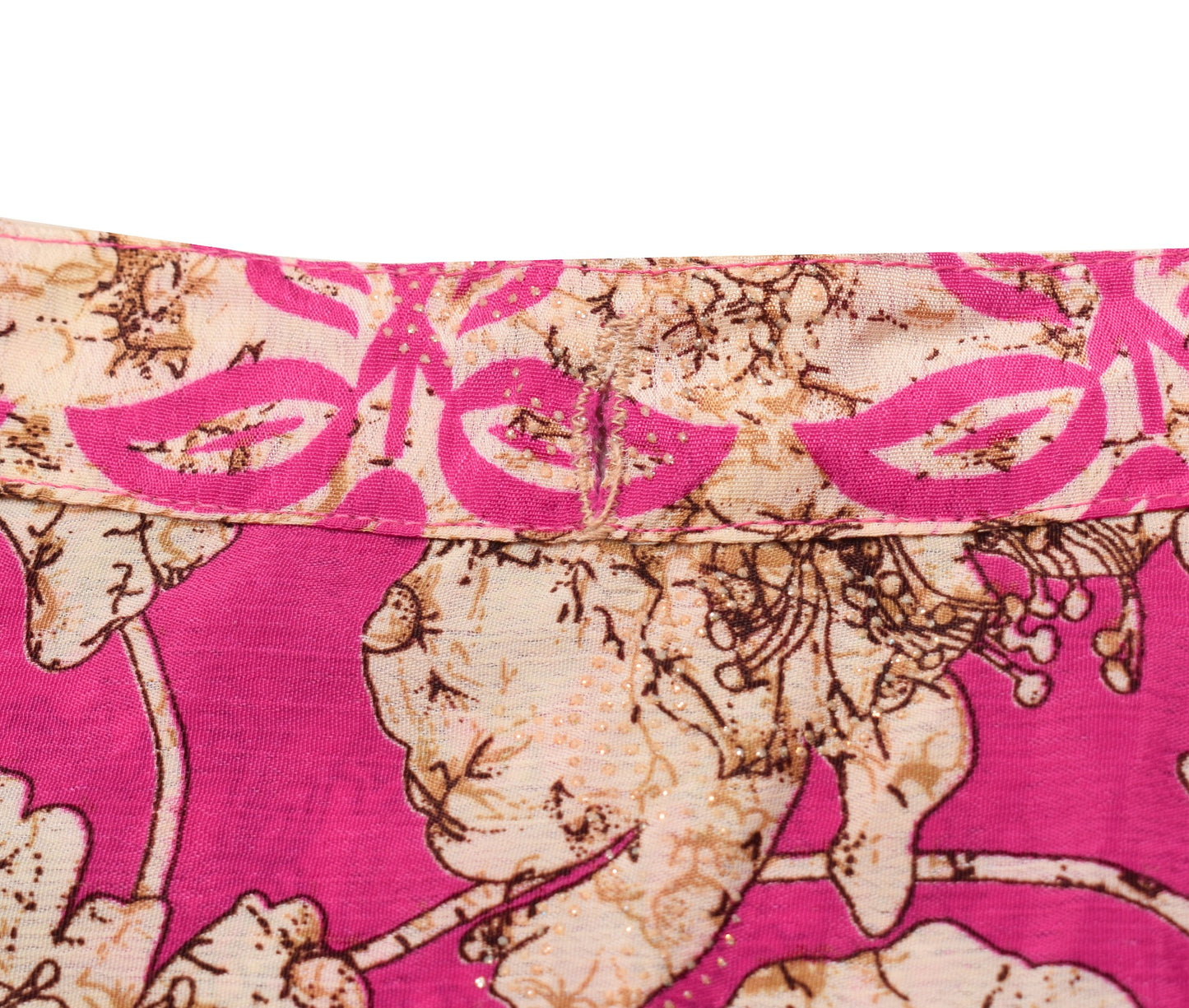 Sushila Vintage Magic Wrap Floral Pink Saree Reversible Skirt Art Silk Beach Dress