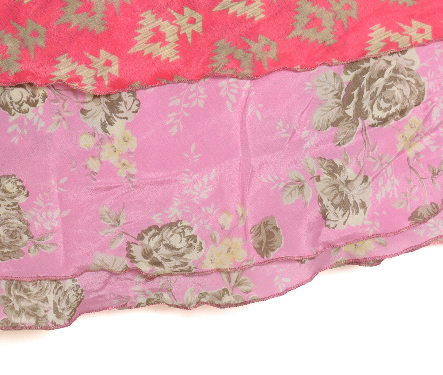 Sushila Vintage Art Silk Saree Magic Wrap Reversible Skirt Pink Beach Dress Boho