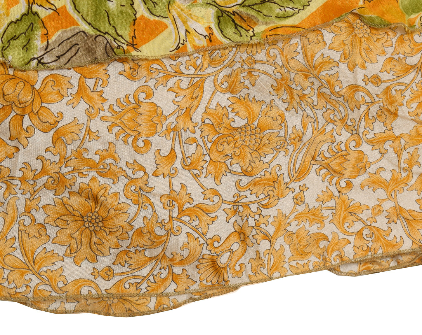 Sushila Vintage Art Silk Saree Magic Wrap Reversible Skirt Floral Beach Dress