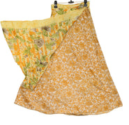 Sushila Vintage Art Silk Saree Magic Wrap Reversible Skirt Floral Beach Dress