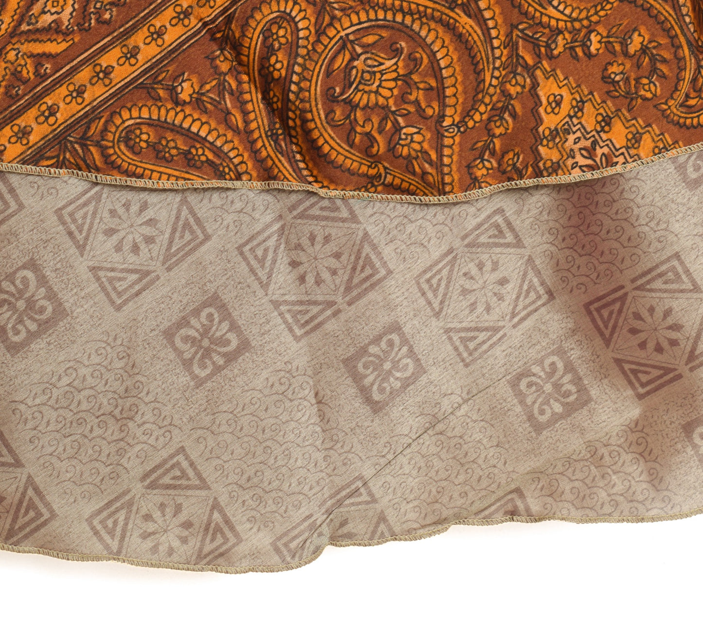 Sushila Vintage Art Silk Saree Magic Wrap Reversible Skirt Peach Beach Dress
