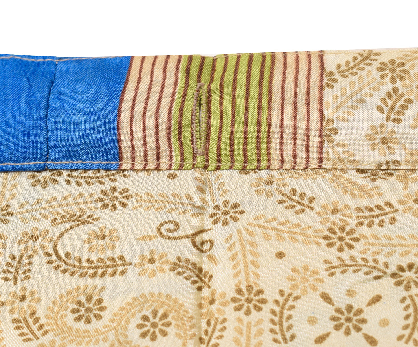 Sushila Vintage Art Silk Saree Magic Wrap Reversible Cream Skirt Beach Dress