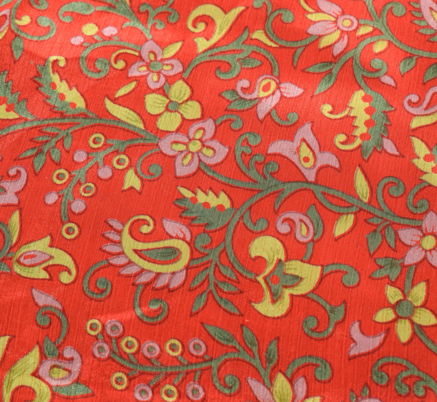 Sushila Vintage Art Silk Saree Magic Wrap Reversible Skirt Rust Floral Beach Dress