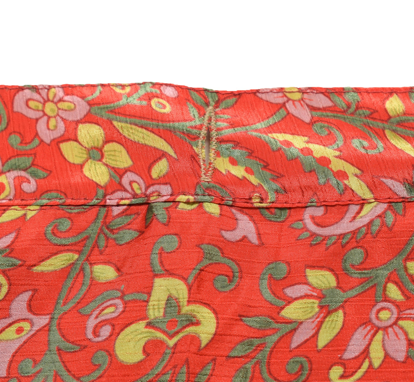 Sushila Vintage Art Silk Saree Magic Wrap Reversible Skirt Rust Floral Beach Dress