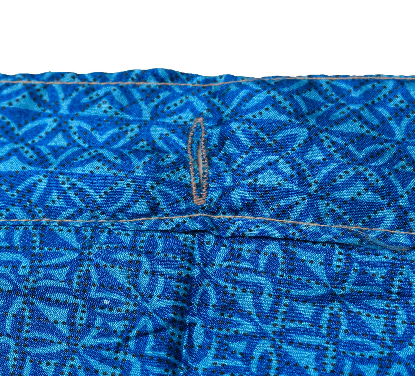 Sushila Vintage Blue Saree Magic Wrap Reversible Skirt Beach Art Silk Dress Hippie