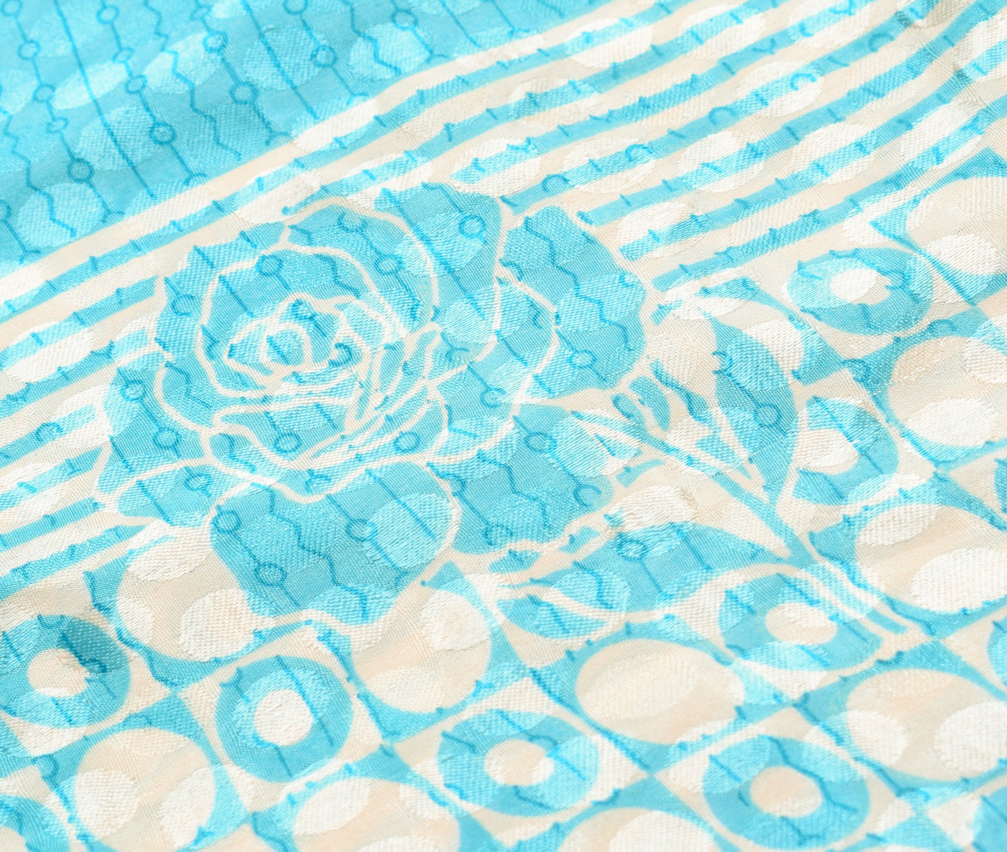 Sushila Vintage Art Silk Saree Magic Wrap Reversible Skirt Aqua Blue Beach Dress
