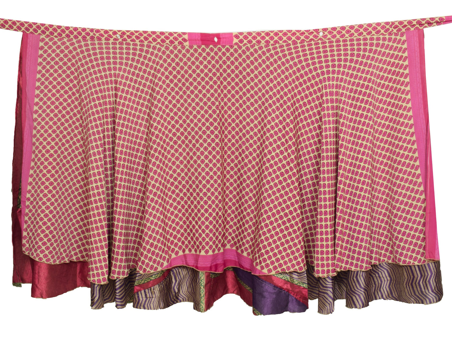Sushila Vintage Art Silk Saree Magic Wrap Reversible Skirt Handmade Beach Dress