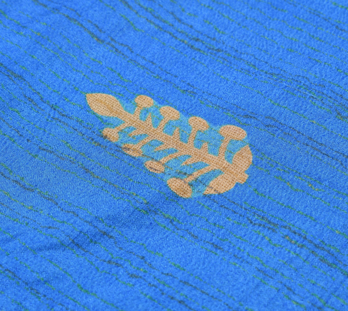 Sushila Vintage Art Silk Saree Magic Wrap Reversible Skirt Paisley Blue Beach Dress