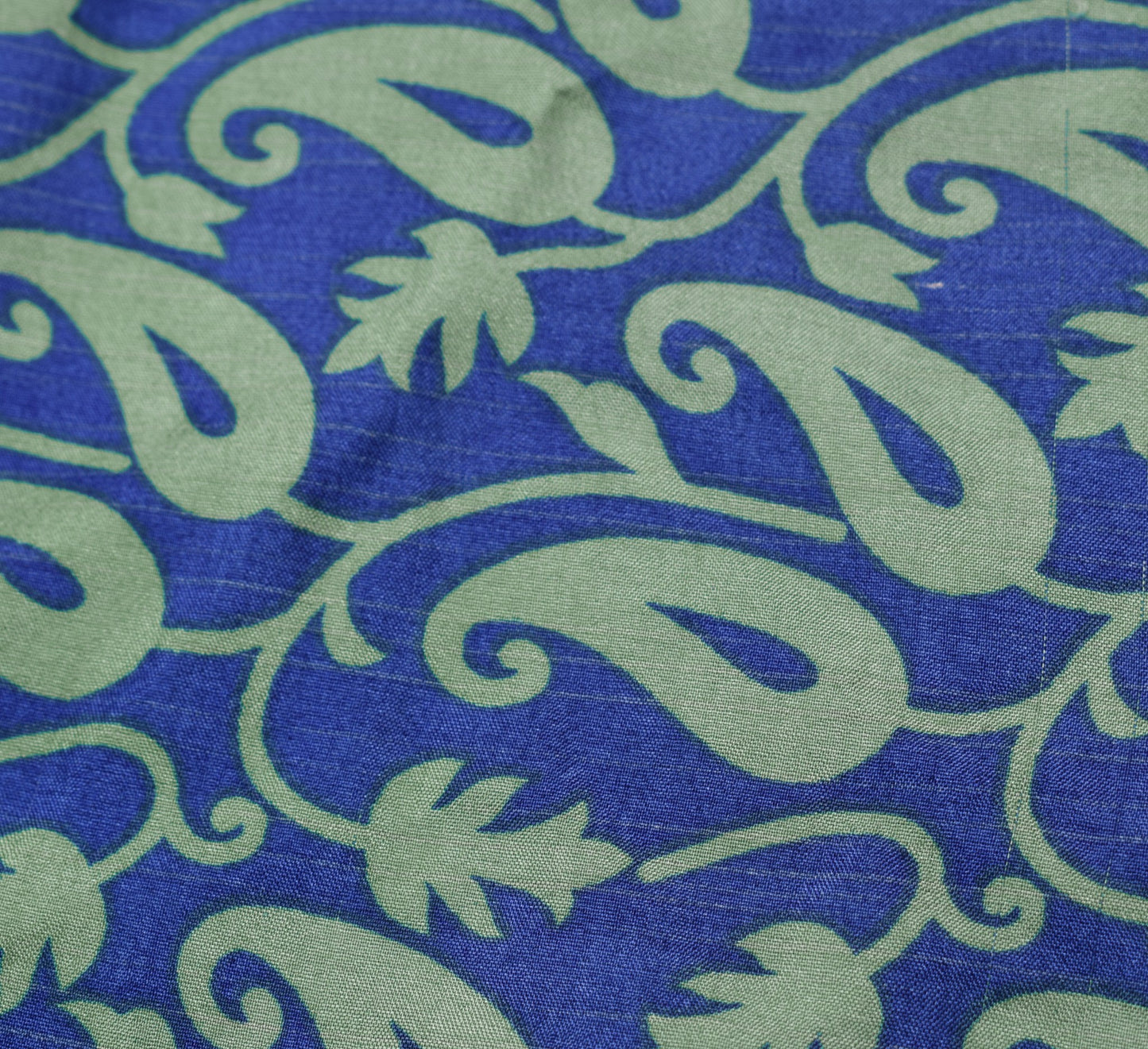 Sushila Vintage Art Silk Saree Magic Wrap Reversible Skirt Paisley Blue Beach Dress