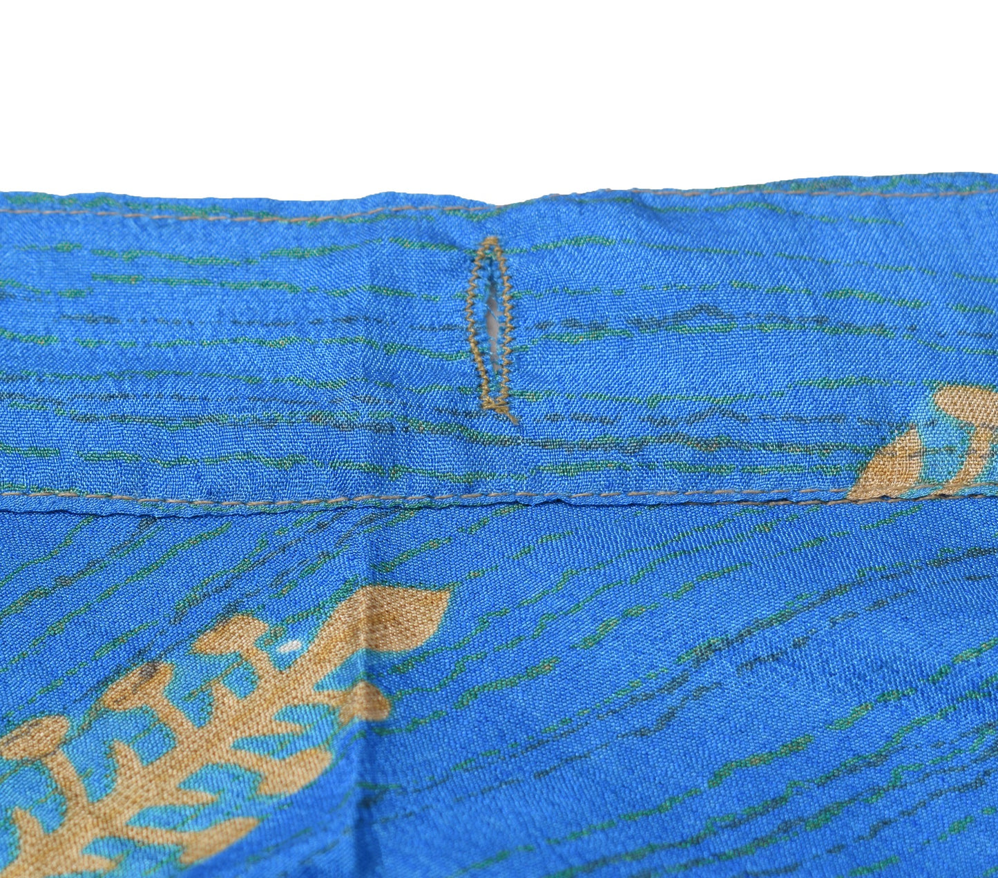 Sushila Vintage Art Silk Saree Magic Wrap Reversible Skirt Paisley Blue Beach Dress