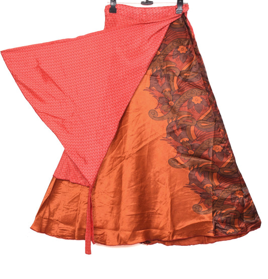 Sushila Vintage Floral Art Silk Saree Magic Wrap Reversible Skirt Beach Dress Hippie
