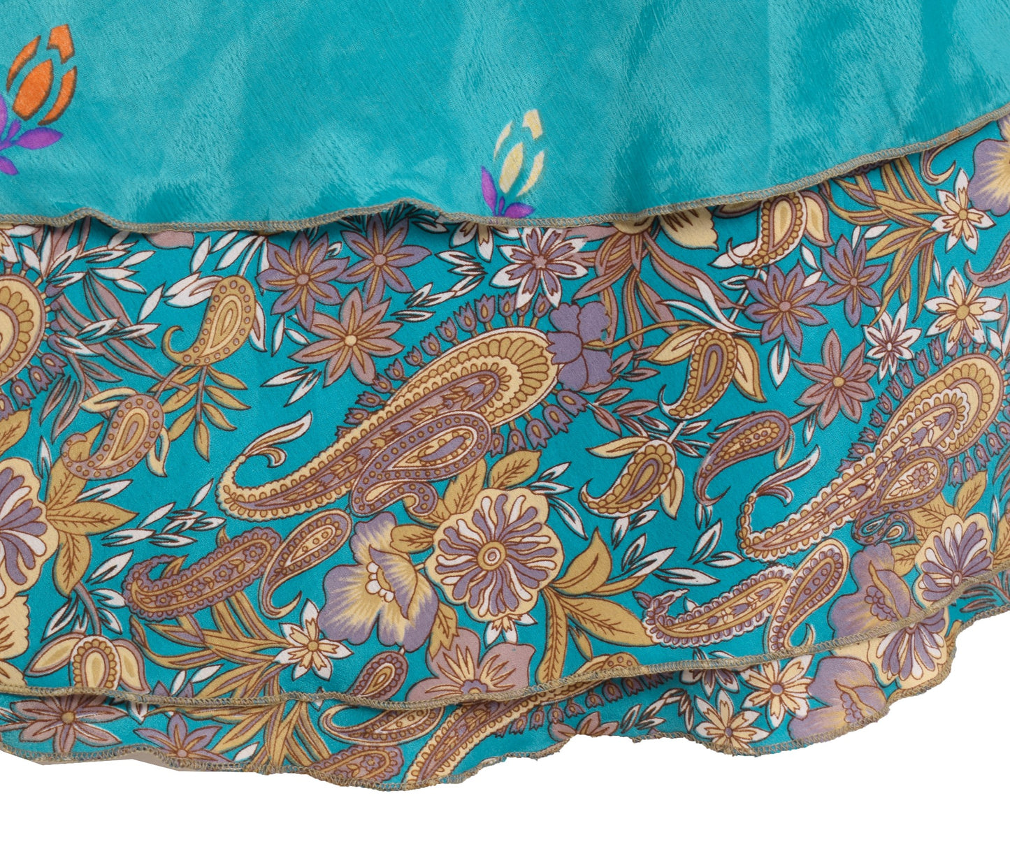 Sushila Vintage Paisley Magic Wrap Reversible Skirt Art Silk Saree Beach Dress