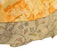 Sushila Vintage Silk Saree Magic Wrap Reversible Skirt Yellow Brown Beach Dress