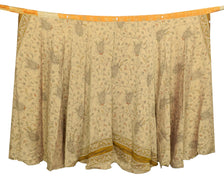 Sushila Vintage Silk Saree Magic Wrap Reversible Skirt Yellow Brown Beach Dress