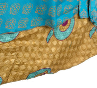 Sushila Vintage Silk Saree Magic Wrap Reversible Skirt Turq. Blue Beach Dress