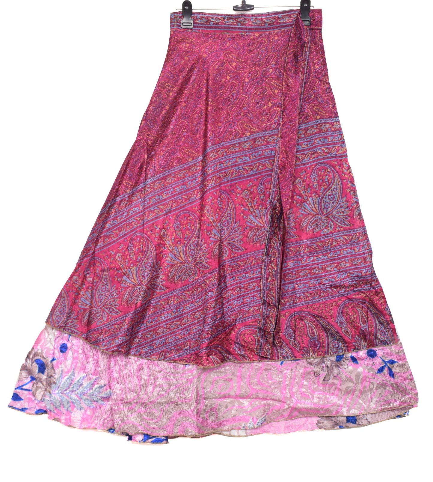 Sushila Vintage Art Silk Saree Magic Wrap Reversible Skirt Beach Dress Pink Clothing