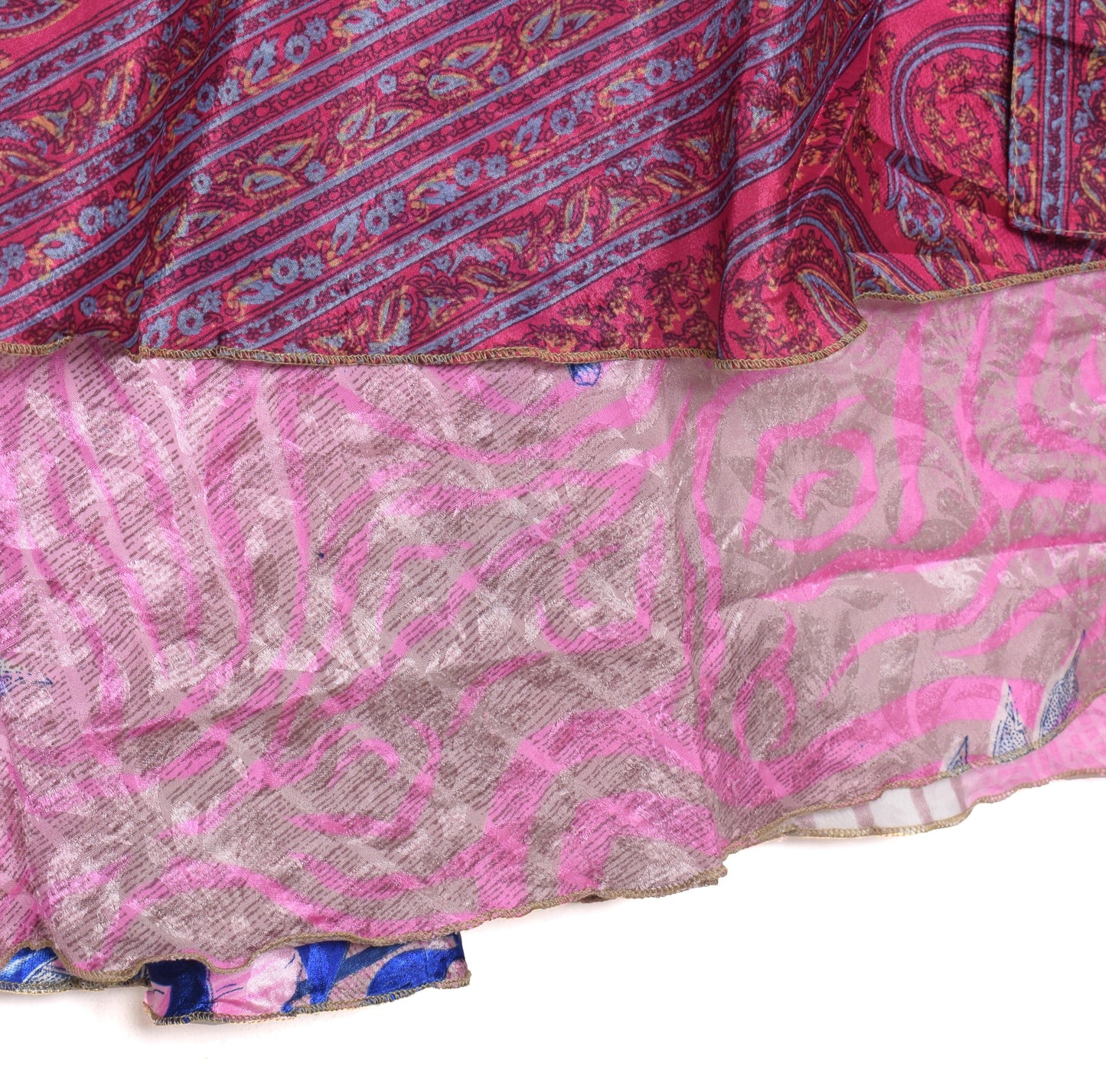 Sushila Vintage Art Silk Saree Magic Wrap Reversible Skirt Beach Dress Pink Clothing