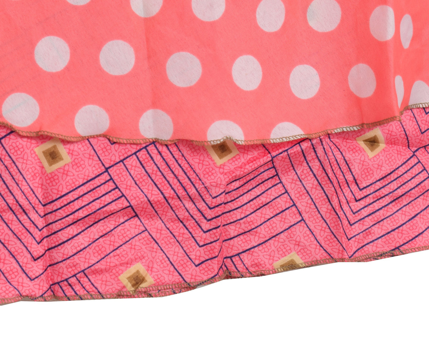 Sushila Vintage Pink Saree Magic Wrap Reversible 2 Layer Skirt Art Silk Beach Dress
