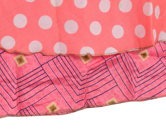 Sushila Vintage Pink Saree Magic Wrap Reversible 2 Layer Skirt Art Silk Beach Dress