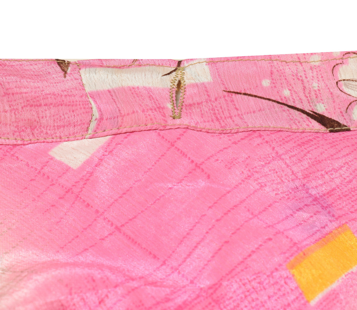 Sushila Vintage Peach Saree Magic Wrap Reversible Skirt Paisley Art Silk Beach Dress