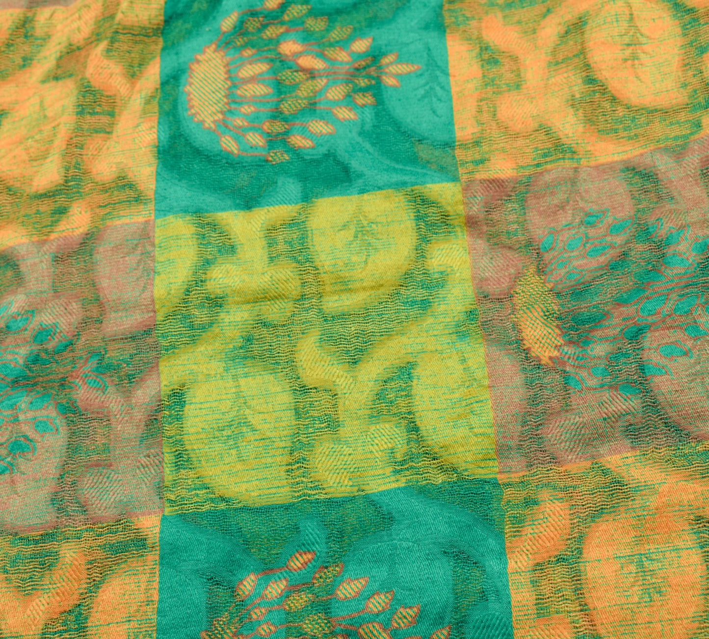 Sushila Vintage Floral Saree Magic Wrap Reversible Skirt Green Art Silk Beach Dress