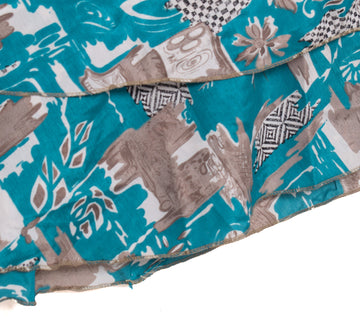 Sushila Vintage Teal Blue Silk Saree Magic Wrap Reversible Skirt Beach Dress