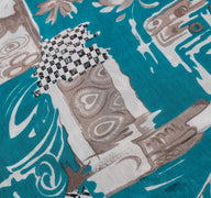 Sushila Vintage Teal Blue Silk Saree Magic Wrap Reversible Skirt Beach Dress
