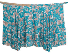 Sushila Vintage Teal Blue Silk Saree Magic Wrap Reversible Skirt Beach Dress