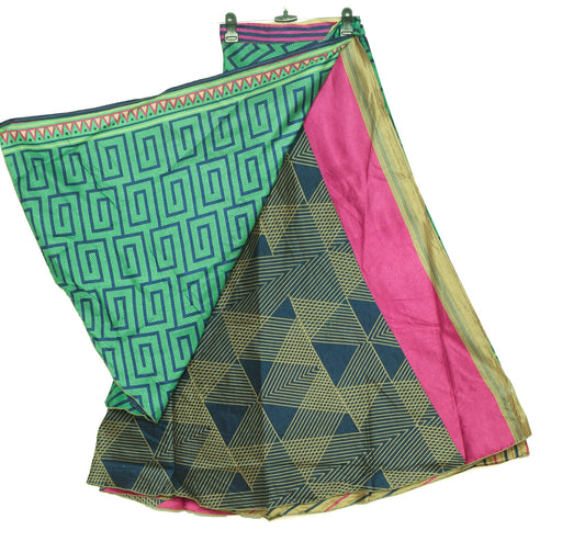 Sushila Vintage Multi-Color Silk Saree Magic Wrap Reversible Skirt Beach Dress