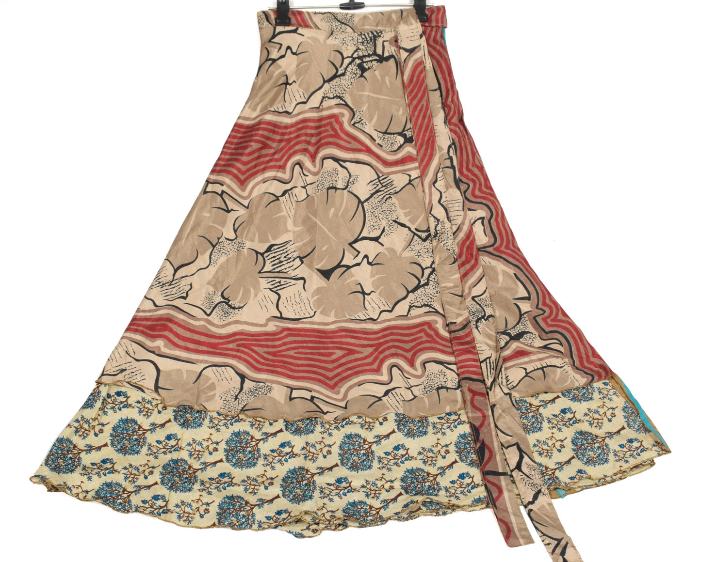 Sushila Vintage Floral Art Silk Saree Magic Wrap Reversible Skirt Beach Dress
