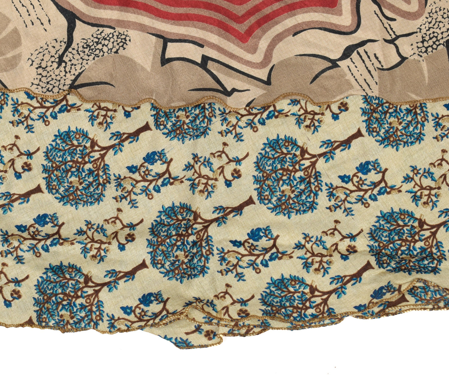 Sushila Vintage Floral Art Silk Saree Magic Wrap Reversible Skirt Beach Dress
